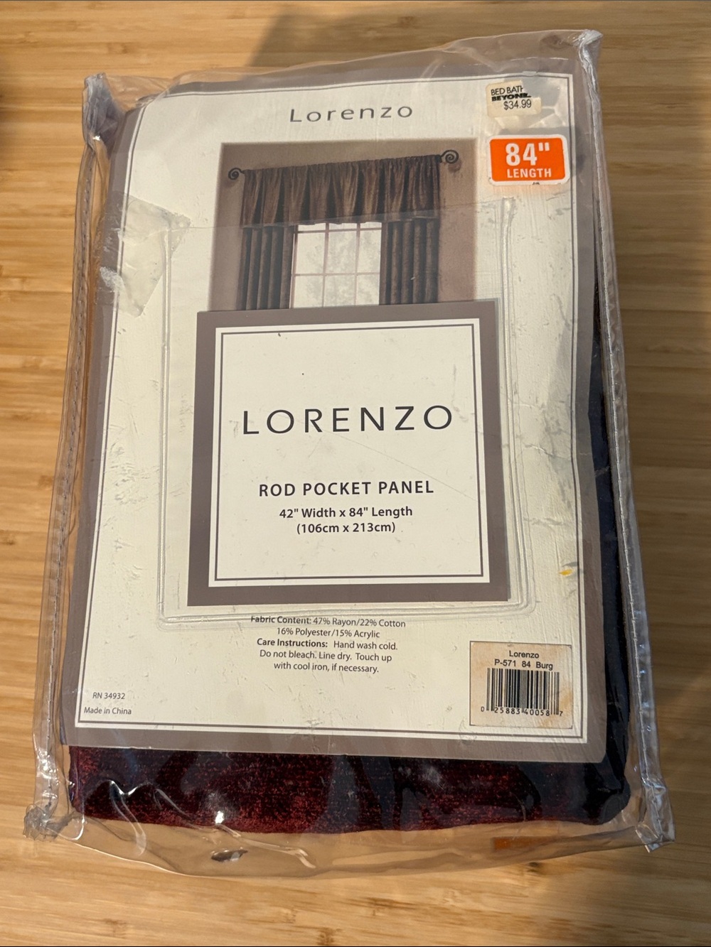 Burgundy Lorenzo Drape Rod Pocket Panel 42x84” New - Picture 2 of 5